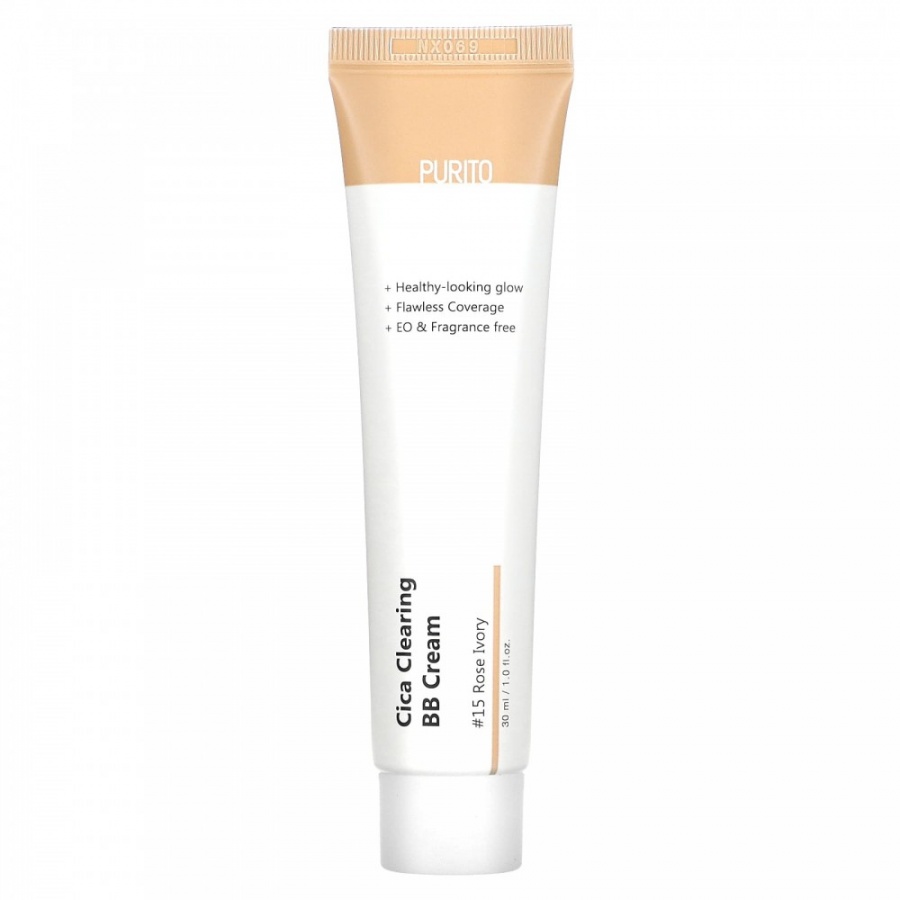 Крем ББ для чувствительной кожи с экстрактом центеллы азиатской Cica Clearing BB Cream 15 Rose Ivory, PURITO, 30 мл