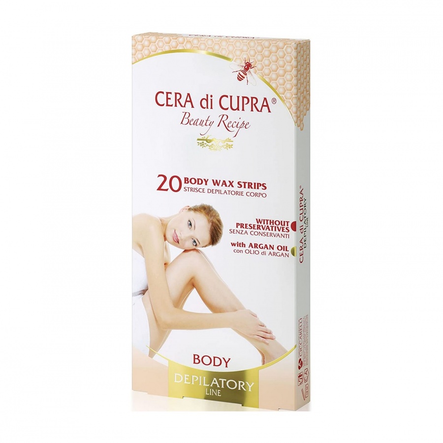 Восковые полоски для депиляции тела с аргановым маслом Body Wax Strips, Cera di Cupra, 20 шт.