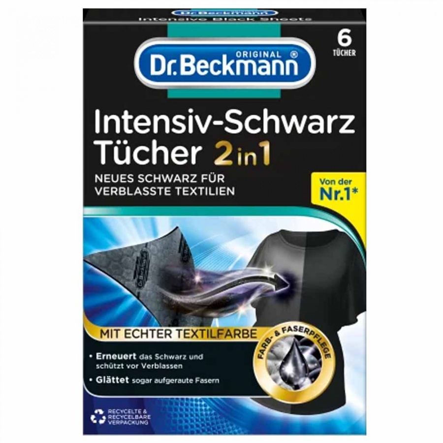 Салфетки 3 в 1 для обновления черного цвета и ткани Dr. Beckmann, 6 шт.