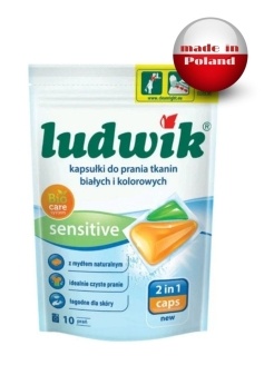 Гелевые капсулы для стирки белого и цветного белья Sensitive, Ludwik, 32 шт.