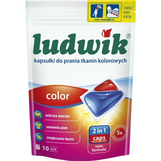 Гелевые капсулы для стирки цветных тканей Color, Ludwik, 10 шт.