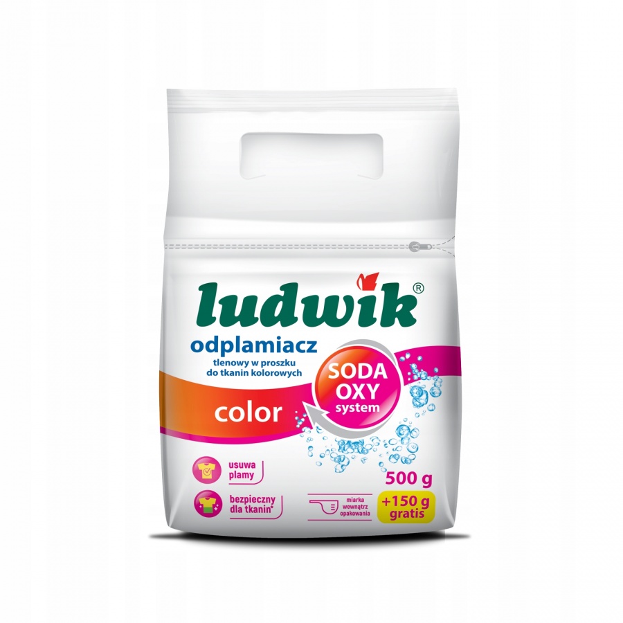 Кислородный порошковый пятновыводитель для цветных тканей Color, Ludwik, 650 г