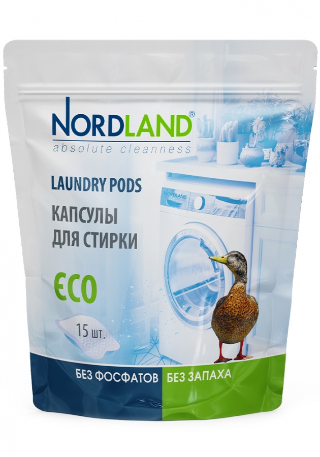 Капсулы для стирки ECO Nordland, 15 шт.