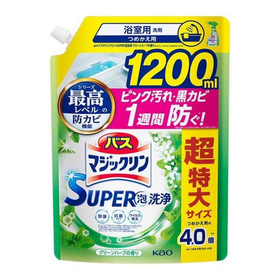 Спрей-пенка для ванной комнаты с антибактериальным эффектом и ароматом лимона Magiclean, Kao, 1200 мл (мягкая упаковка)