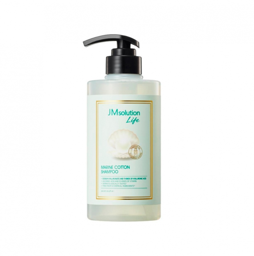 Шампунь для волос с экстрактом морского хлопка, Life Marine Cotton Shampoo, JM Solution, 500 г
