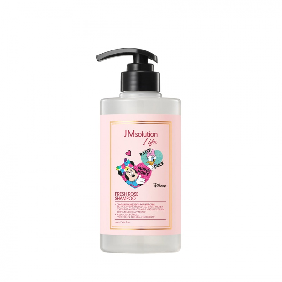 Парфюмированный шампунь для волос с экстрактом розы, LIFE DISNEY FRESH ROSE SHAMPOO, JM Solution, 500 г
