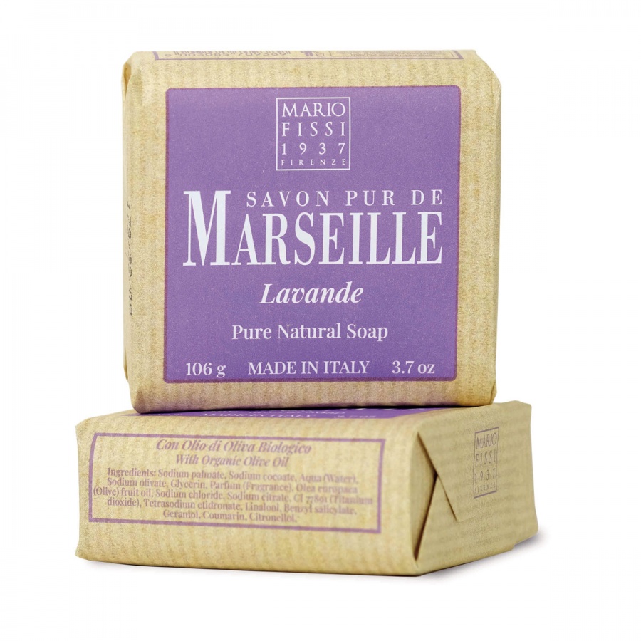 Марсельское мыло натуральное с оливковым маслом и Лавандой Pure Natural Marseille Soap Lavande, Mario Fissi 1937, 106 г