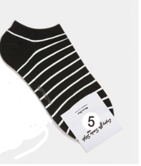 Носки мужские короткие, черные в полоску, размер 39-44, (M-S-003-05)ADULTS, A TYPE, GGRN