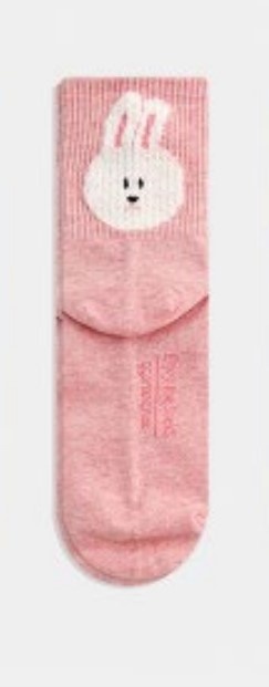 Носки женские короткие, розовые с принтом, размер 35-39, (OD-W-109-03)ADULTS, B TYPE, GGRN