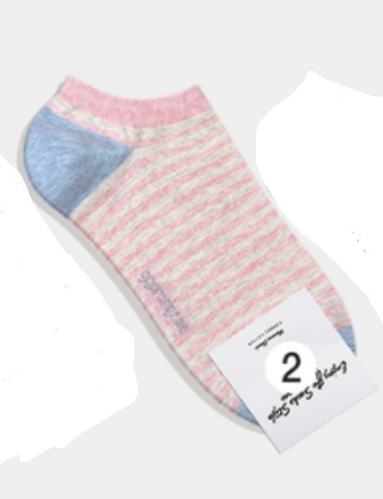 Носки женские короткие, цветные в полоску розовую, размер 35-39,  (W-S-007-02)ADULTS, A TYPE, GGRN
