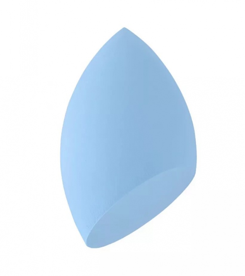 Спонж косметический для макияжа лица срезанный голубой BLUE, SINGI, 6 см