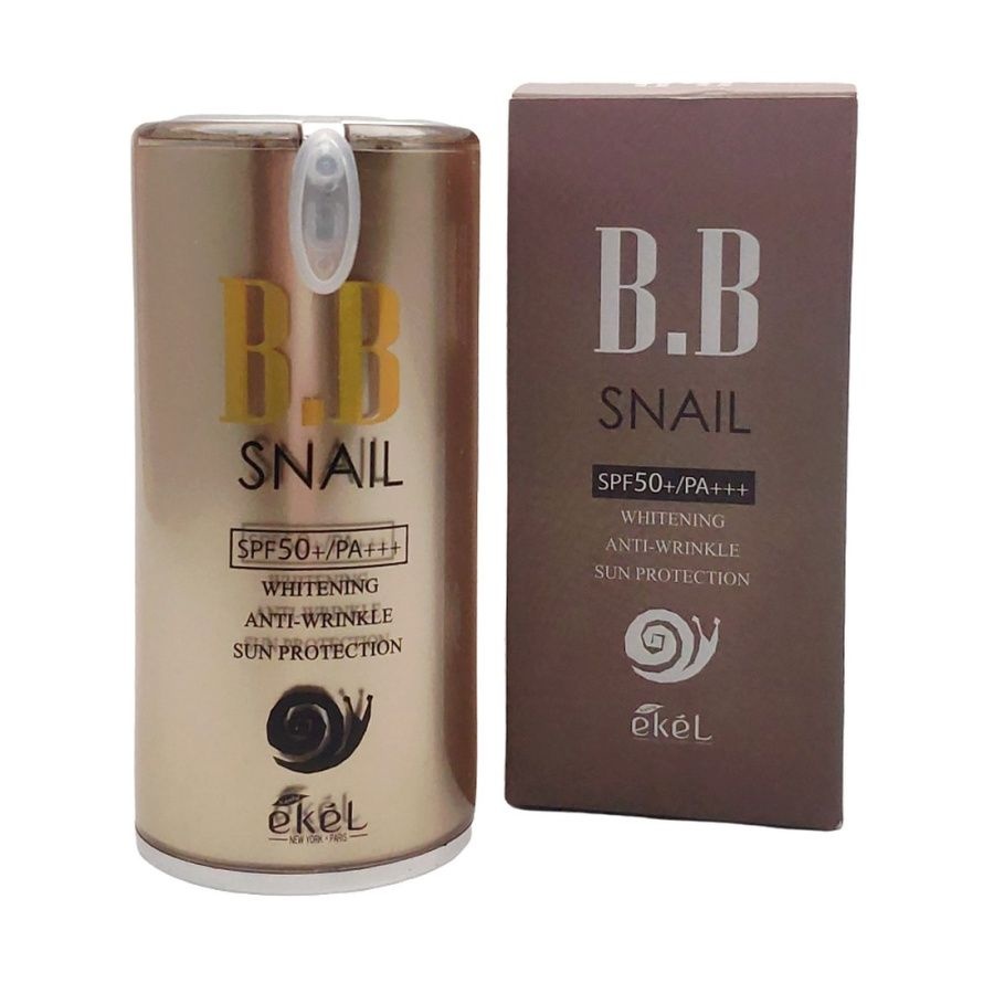 ВВ крем с экстрактом улитки для лица, BB Snail Cream SPF 21 Whitening Anti-Wrinkle Sun Protector 50+/PA (Pump), Ekel, 50 мл