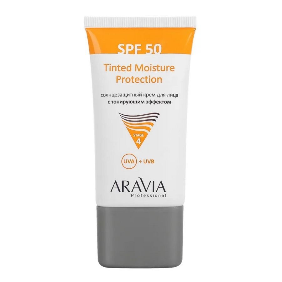 Солнцезащитный крем для лица с тонирующим эффектом, Tinted Moisture Protection SPF-50, Aravia, 50 мл