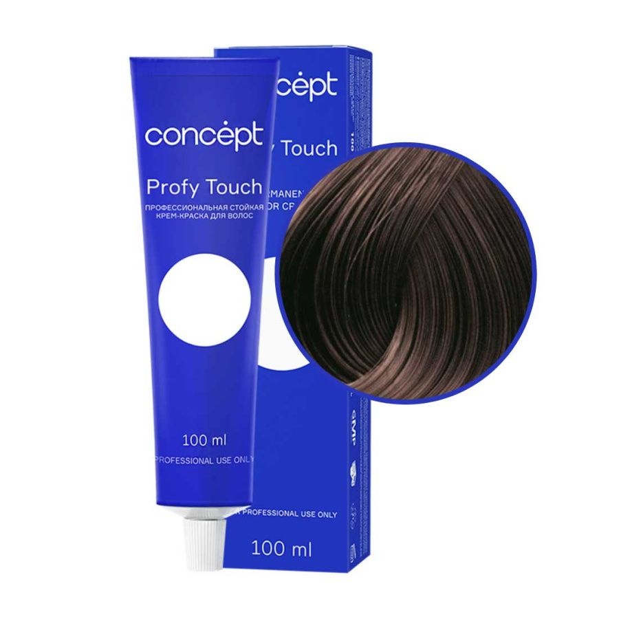 Профессиональный крем-краситель для волос, глубокий тёмно-коричневый,  Profy Touch 4.77, Concept, 100 мл