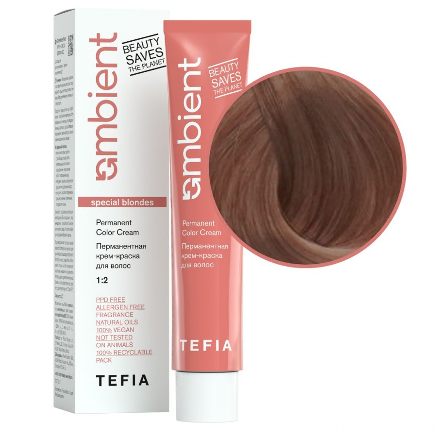 Перманентная крем-краска для волос, Специальный блондин коричневый,Ambient 1008, TEFIA, 60 мл