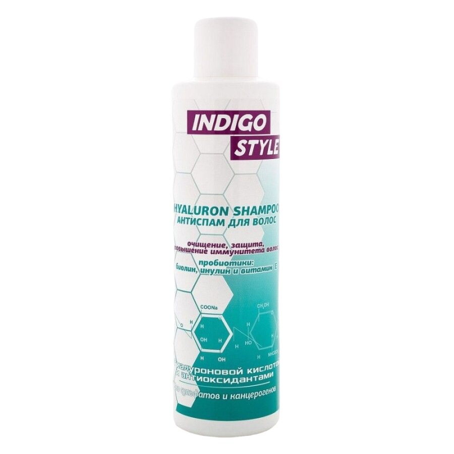Шампунь-антиспам для волос с гиалуроновой кислотой, Indigo, 1000 мл