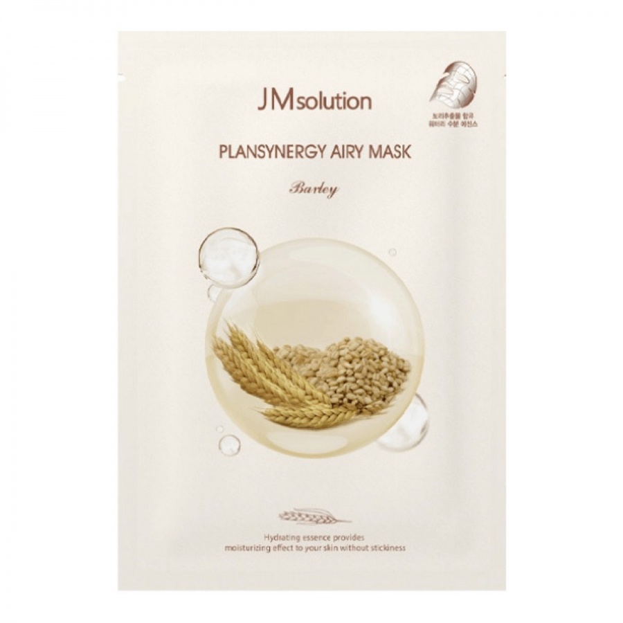 Тканевая маска для лица очищающая с ячменём, Plansynergy Airy Mask Barley, Jmsolution, 30 мл