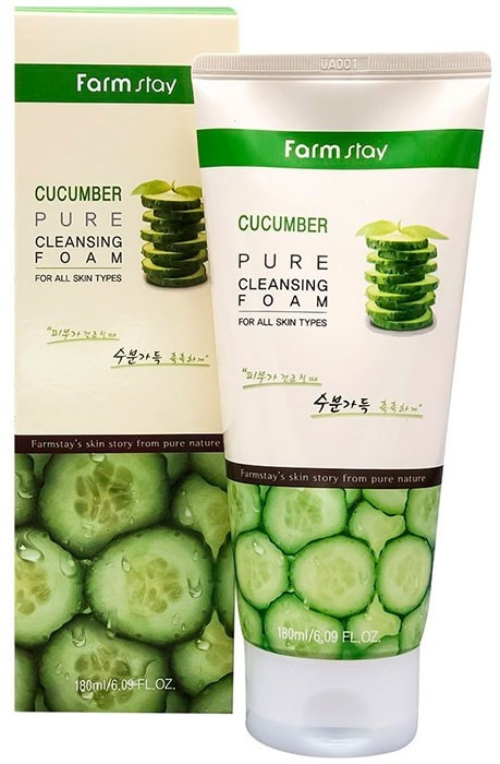 Пенка очищающая с экстрактом огурца, Cucumber Pure Cleansing Foam, FarmStay, 180 мл