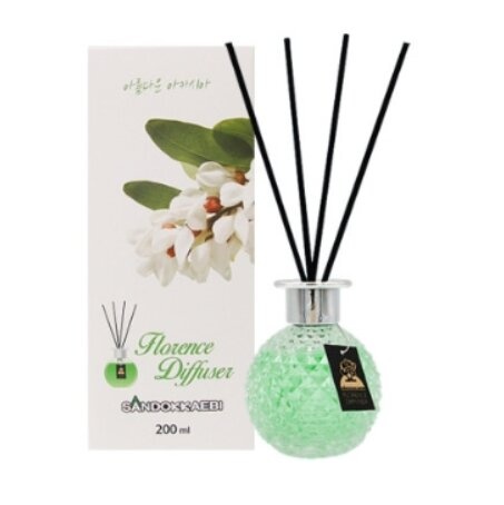 Жидкий освежитель воздуха Aroma Diffuser, SANDOKKAEBI (стеклянный флакон + палочки / акация) 200 мл 
