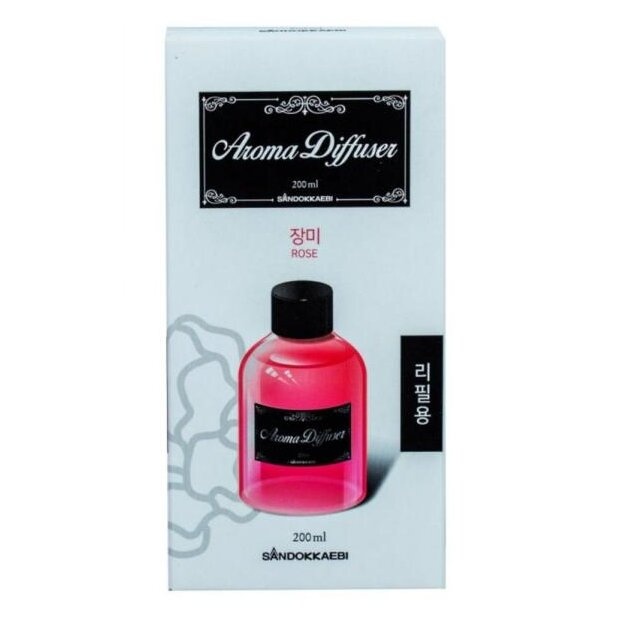 Жидкий освежитель воздуха Aroma Diffuser, SANDOKKAEBI(сменный флакон / роза) 200 мл 