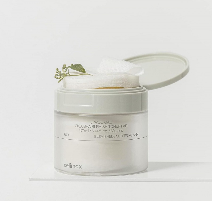 Пэды для лица успокаивающие с центеллой азиатской, Ji Woo Gae Cica BHA Blemish Toner Pad, celimax, 10 шт.