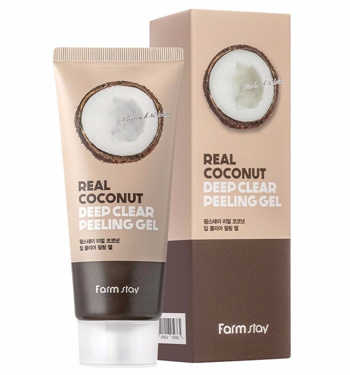 Гель эксфолиатор для лица с экстрактом кокоса,  Real Coconut Deep Clear Peeling Gel, FarmStay, 100 мл