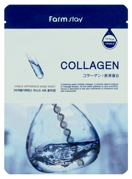 Маска для лица тканевая с коллагеном, Visible Difference Mask Sheet Collagen, FarmStay, 23 мл