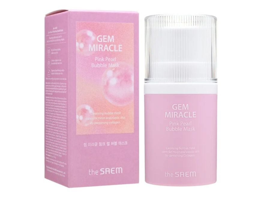 Маска для лица пузырьковая очищающая, Gem Miracle Pink Pearl Bubble Mask, THE SAEM, 50 г
