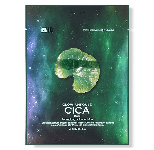 Тканевая маска, Ампульная с Центеллой, GLOW AMPOULE CICA  MASK, TENZERO, 25 мл