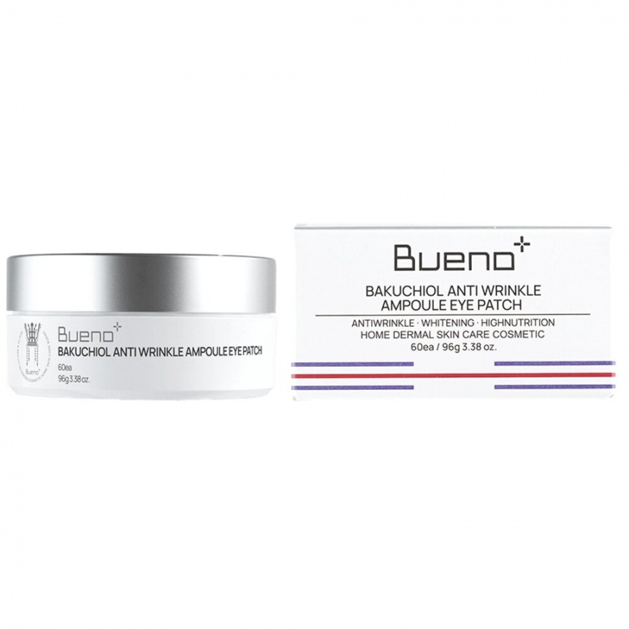 Патчи для кожи вокруг глаз с бакучиолом, Bakuchiol Anti Wrinkle Ampoule Eye Patch, Bueno, 60 шт.