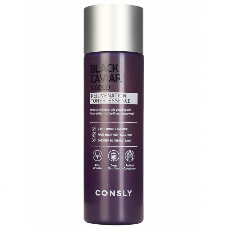 Тонер-эссенция для лица омолаживающий с черной икрой и золотом Black Caviar Gold Rejuvenation Toner-Essence, CONSLY, 200 мл