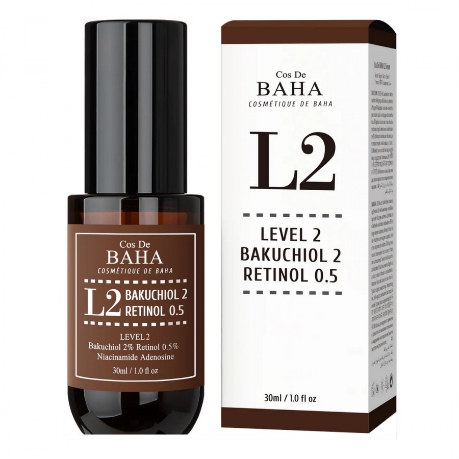 Сыворотка для лица антивозрастная с бакучиолом и ретинолом, L2 Bakuchiol & Retinol Serum, COS DE BAHA, 30 мл