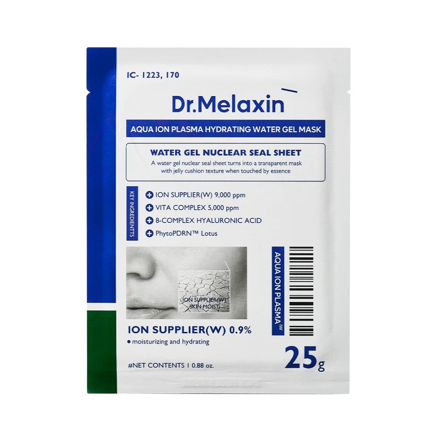 Маска тканевая для лица с аква-ионной плазмой Aqua Ion Plasma Water Gel Mask , Dr. MELAXIN, 25 г х 5 шт.