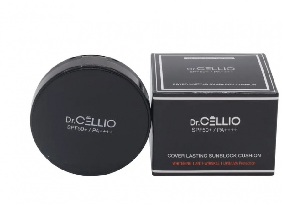 Кушон для лица солнцезащитный, COVER LASTING SUN BLOCK CUSHION 13 LIGHT BEIGE, DR.CELLIO, 14 г