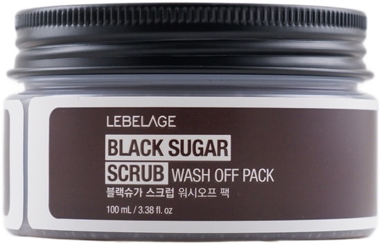 Скраб для лица с черным сахаром, BLACK SUGAR SCRUB WASH OFF PACK, LEBELAGE, 100 мл
