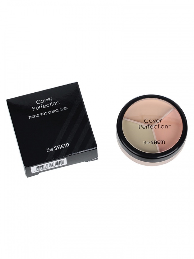 Консилер для лица трехцветный, Cover Perfection Triple Pot Concealer 05 Dark Up Beige, THE SAEM, 4,5 г*3