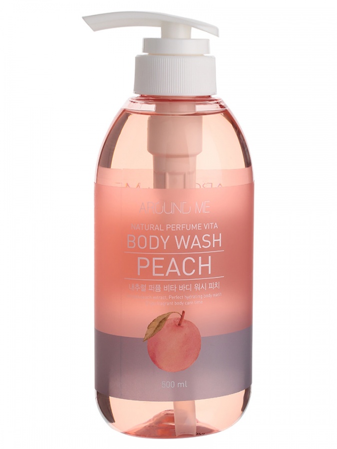 Гель для душа с экстрактом персика Around Me Perfumed Vita Body Wash Peach (Mini), Welcos, 30 мл