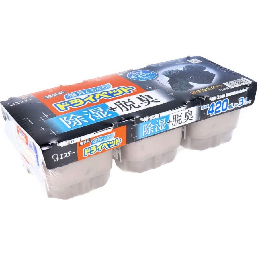Угольный поглотитель влаги для помещений DRYPET, ST, 420 мл х 3 шт. 