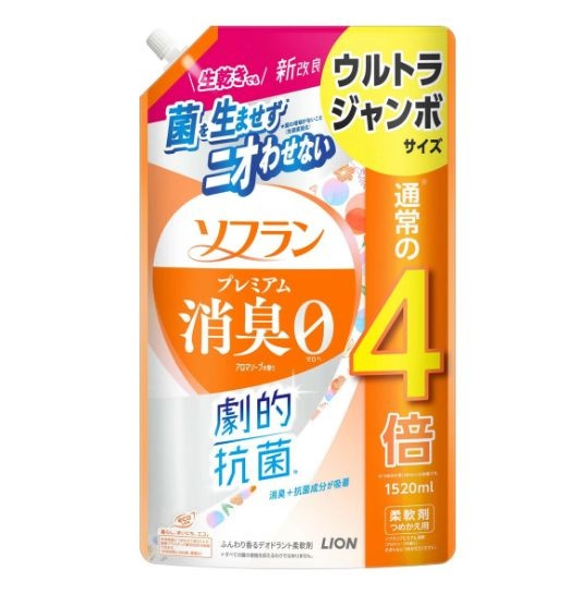 Кондиционер для белья (натуральный аромат цветочного мыла) SOFLAN, LION, 1520 мл (мягкая упаковка)