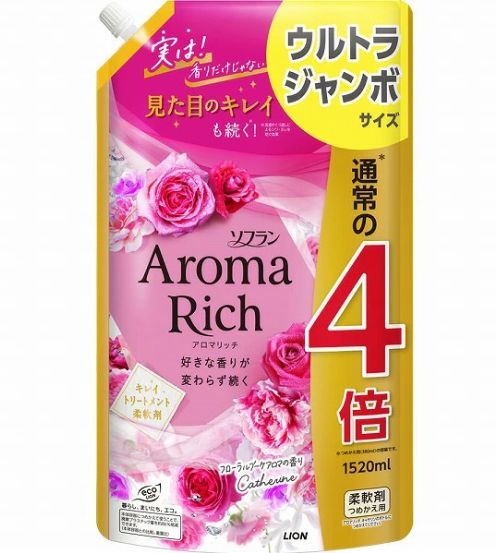 Кондиционер для белья Кэтрин (формула сохранения неизменного аромата и красоты тканей) Aroma Rich Catherine 615, LION, 1520 мл (мягкая упаковк)