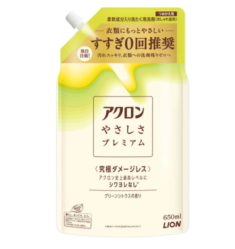 Жидкое средство для стирки деликатных тканей (премиальная формула без полоскания), Akron Kindness Premium, LION, 650 мл