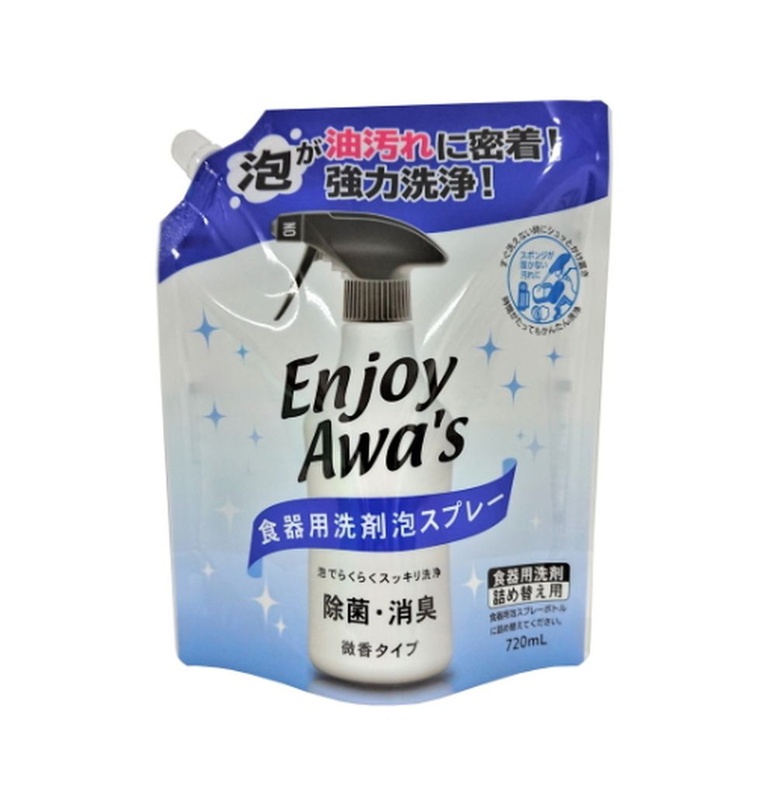 Спрей-пена для мытья посуды, с антибактериальным и дезодорирующим эффектом, Enjoy Awas, Rocket Soap, 720 мл (мягкая упаковка)