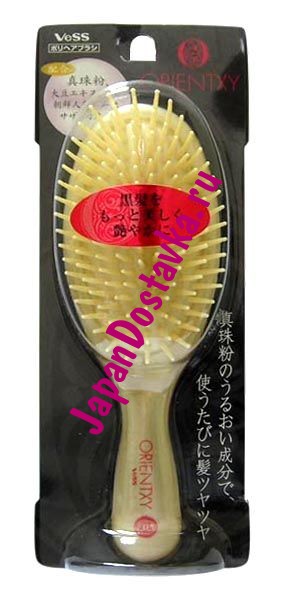Массажная щетка для увлажнения и придания блеска волосам с растительными компонентами Orientxy Brush, VESS (круглая)