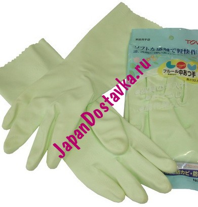 Виниловые перчатки средней толщины с покрытием внутри из льна и хлопка TOWA (размер М)