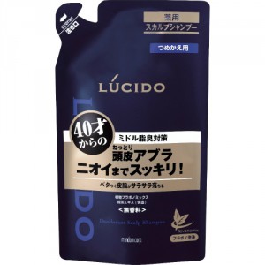 Мужской шампунь Lucido Deodorant Shampoo для глубокой очистки кожи головы и удаления неприятного запаха с антибактериальным эффектом и флавоноидами (40+), MANDOM 380 мл (запаска)