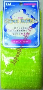 Японская мочалка для тела массажная жесткая (салатовая) Supper Bubble 30 х 100 см, KAI 1 шт