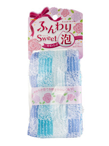 Мягкая массажная мочалка BT461, петельчатая Funwari Sweet (голубая), AISEN