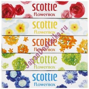 Салфетки Crecia Scottie Flowerbox двухслойные, NIPPON  160 шт х 5