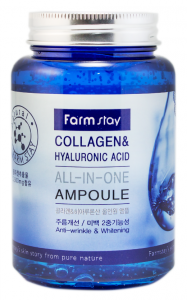 Многофункциональная ампульная сыворотка с гиалуроновой кислотой и коллагеном All-In-One Collagen & Hyaluronic Acid Ampoule, FARMSTAY   250 мл