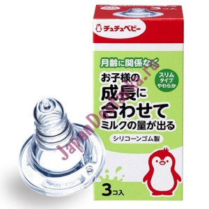 Сменная мягкая силиконовая соска для бутылочки с узким горлышком, CHU-CHU BABY  3 шт.